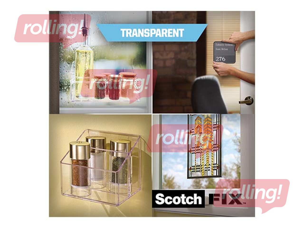 Līmlente abpusēja 3M Scotch, 19mm x 1.5m, montāžas, caurspīdīga