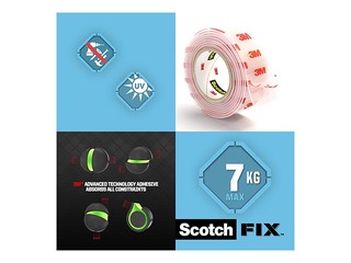 Līmlente abpusēja 3M Scotch, 19mm x 1.5m, montāžas, caurspīdīga