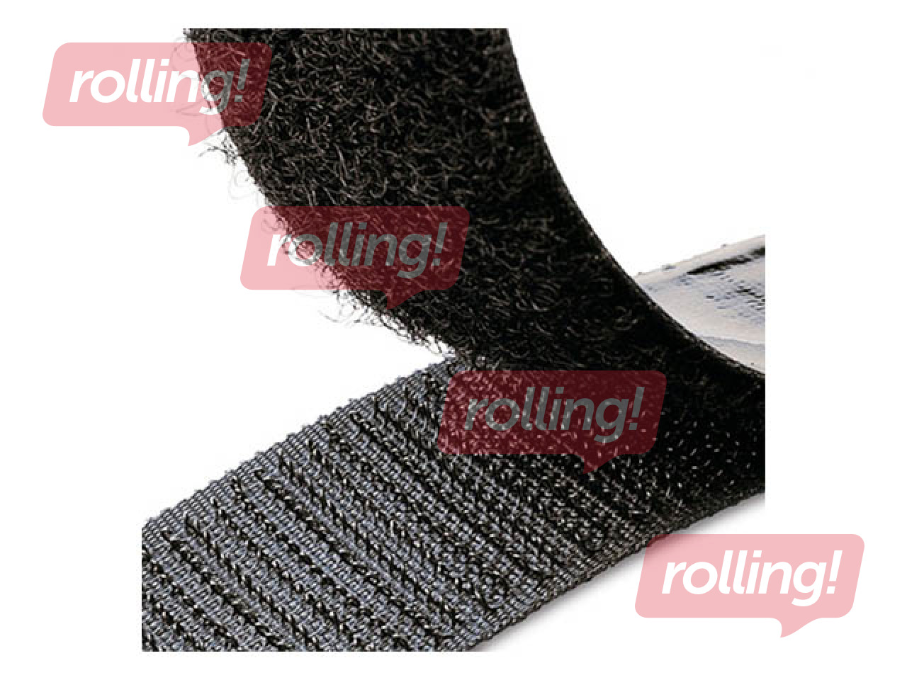 Hook and loop fastening tape, self adhesive, 2cm x 2m, black