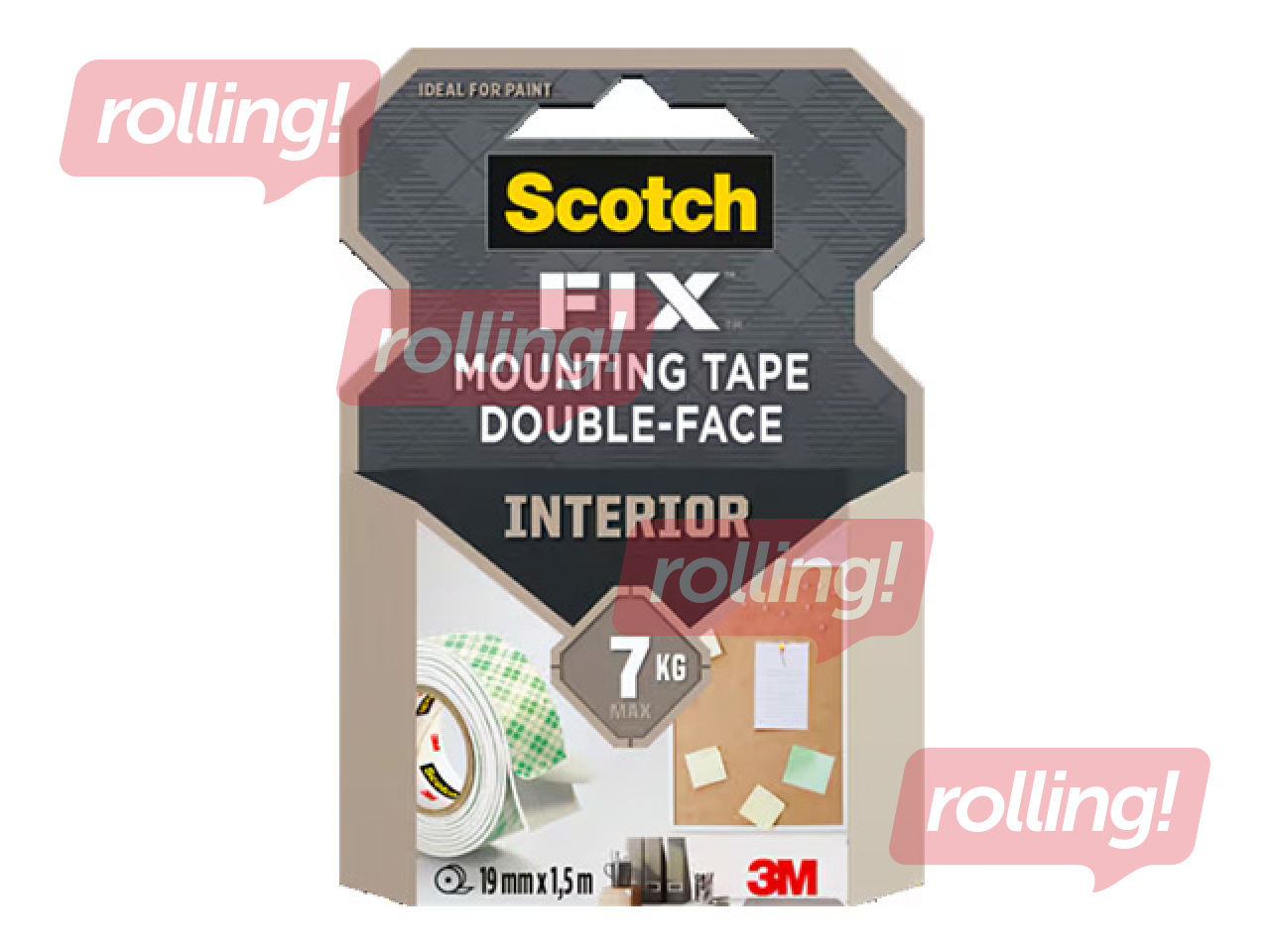 Abpusēja līmlente, Scotch, montāžas, caurspīdīga, 19mm x 1.5m