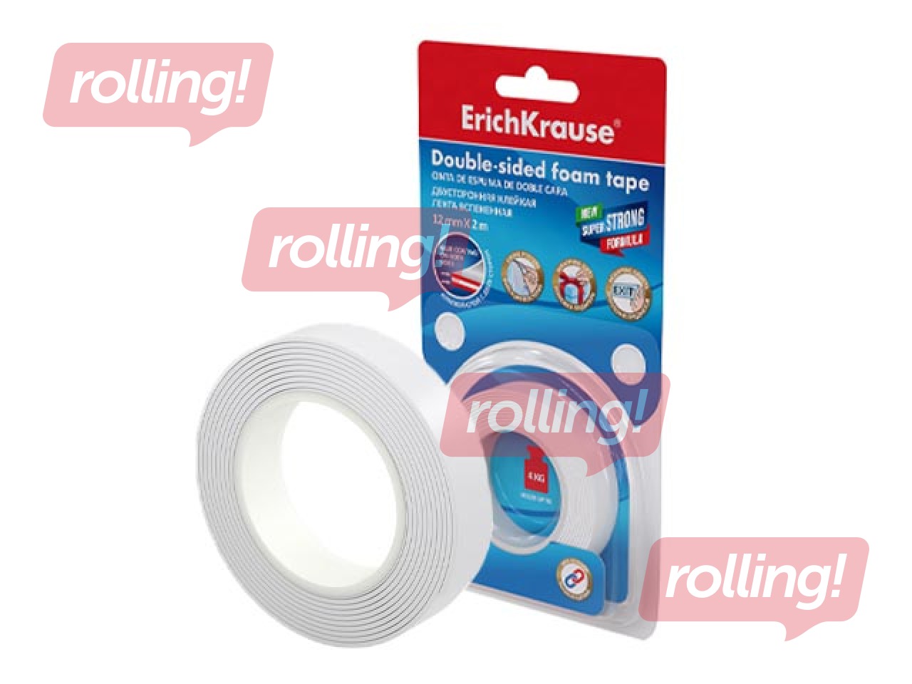 Double-sided foam tape ErichKrause, 12mm x 2m