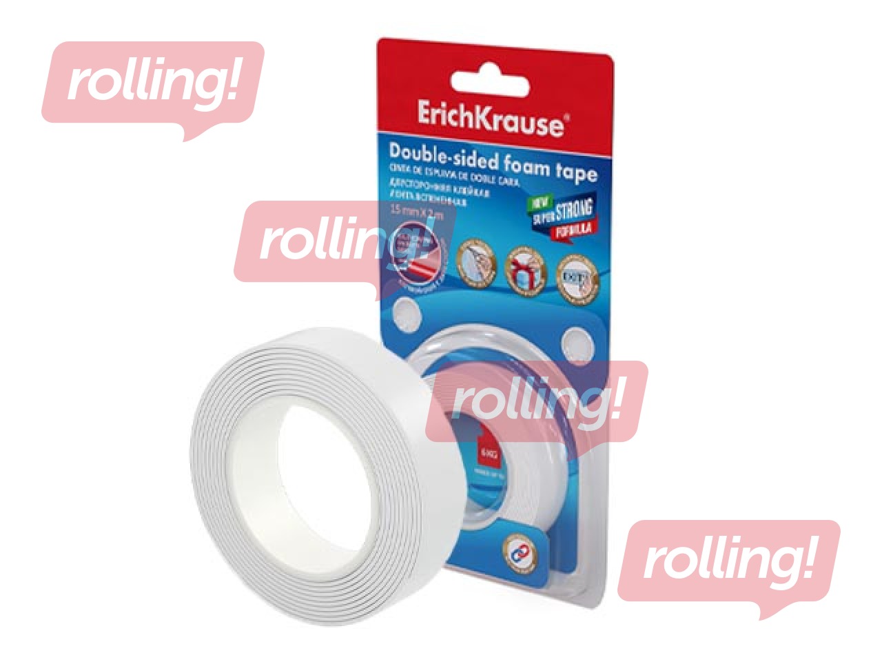 Abpusēja putu līmlente ErichKrause, 15mm x 2m 