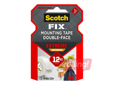 Двухсторонняя клейкая лента 3M Scotch Extreme, 19мм x 1.8м, монтажная, белая