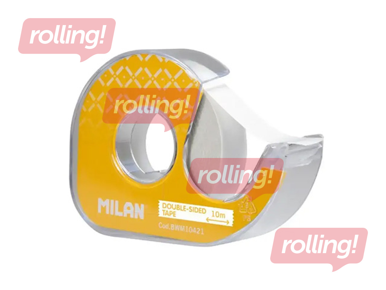 Abpusējā līmlente ar turētāju Milan, caurspīdīga, 15mm x 10m