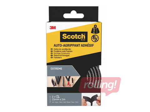 Stiprinājuma līmlente abpusēja 3M Scotch Extreme, 25mm x 1m, melna, 2 ruļļi