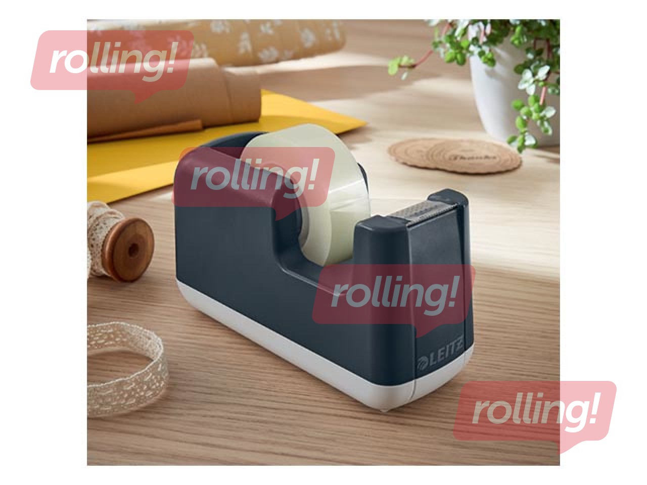 Līmlentes turētājs Leitz Cosy ar līmlenti, pelēks