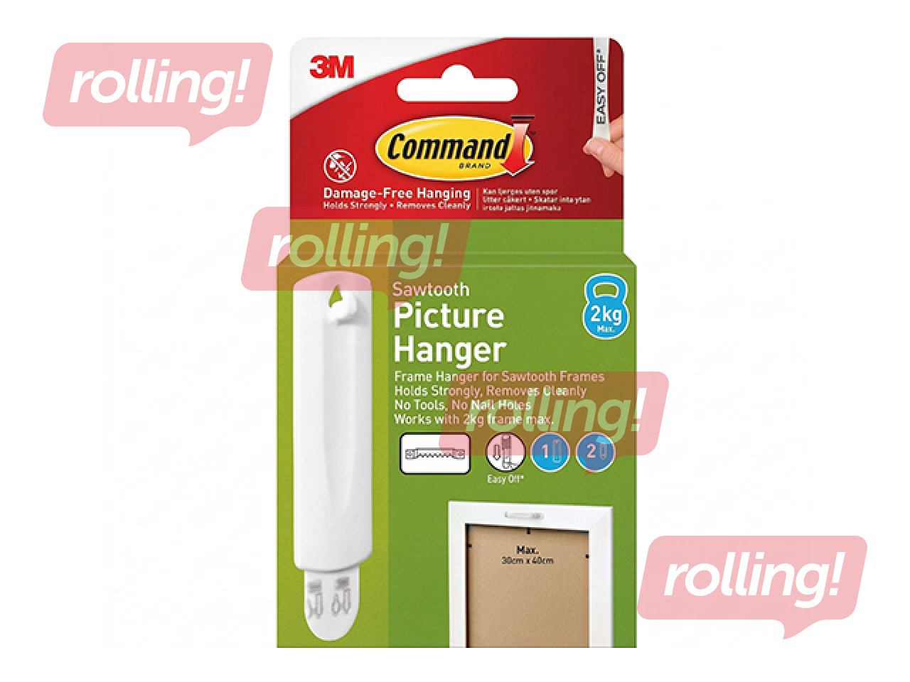 Command Sawtooth Picture Hanger L, white