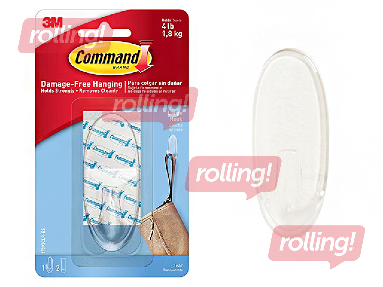 Pakaramais Command L, plastmasas, pielīmējams, caurspīdīgs