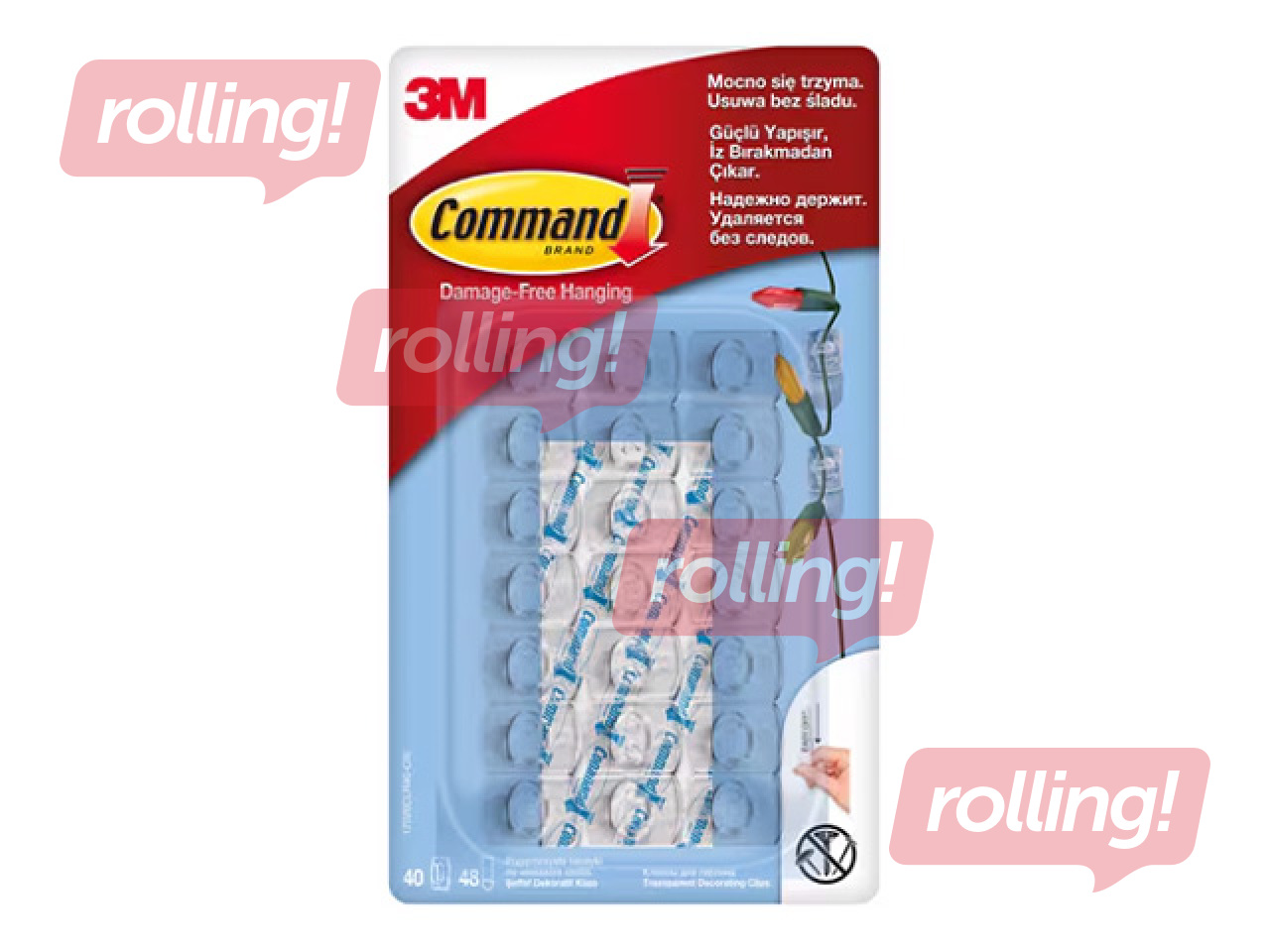 Āķīši Command dekorēšanai, 17026, caurspīdīgi, 40 āķi