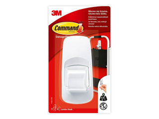 Command Jumbo Hook, plastic, adhesive, white