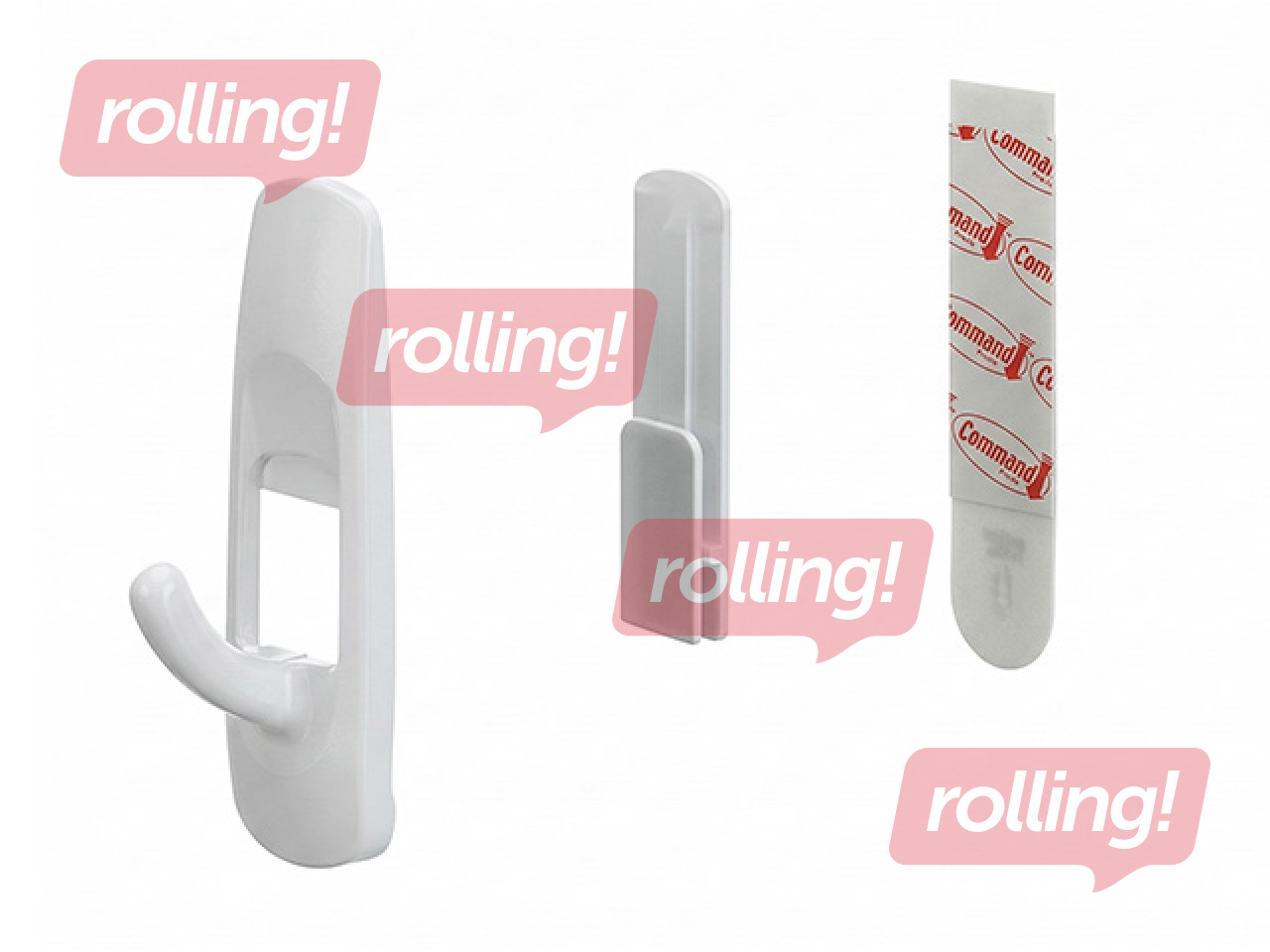 Крючок Command Medium 17001, пластиковый, самоклеящийся, белый, 2шт