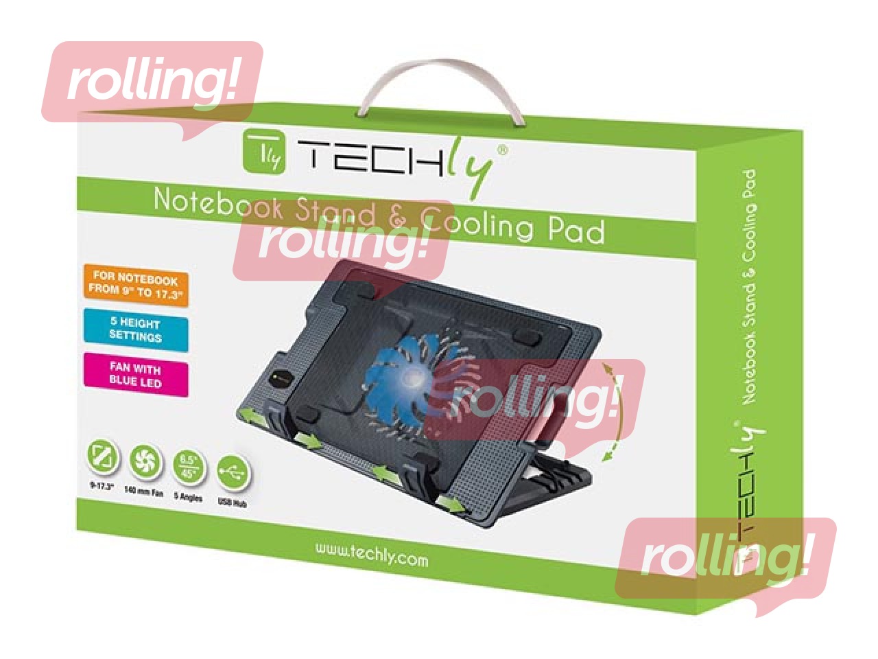 Techly Notebook sülearvuti reguleeritav jahutusalus, kuni 17.3