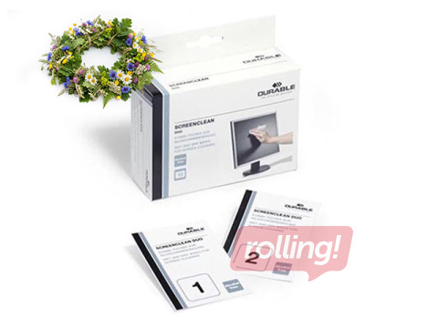 Monitora tīrīšanas komplekts DURABLE Screenclean Duo, 10 gab./pack. +Līgo dāvana!