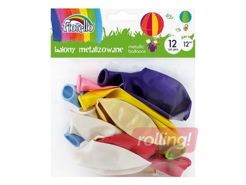 Balloons, assorted metal colours, 12 pcs.