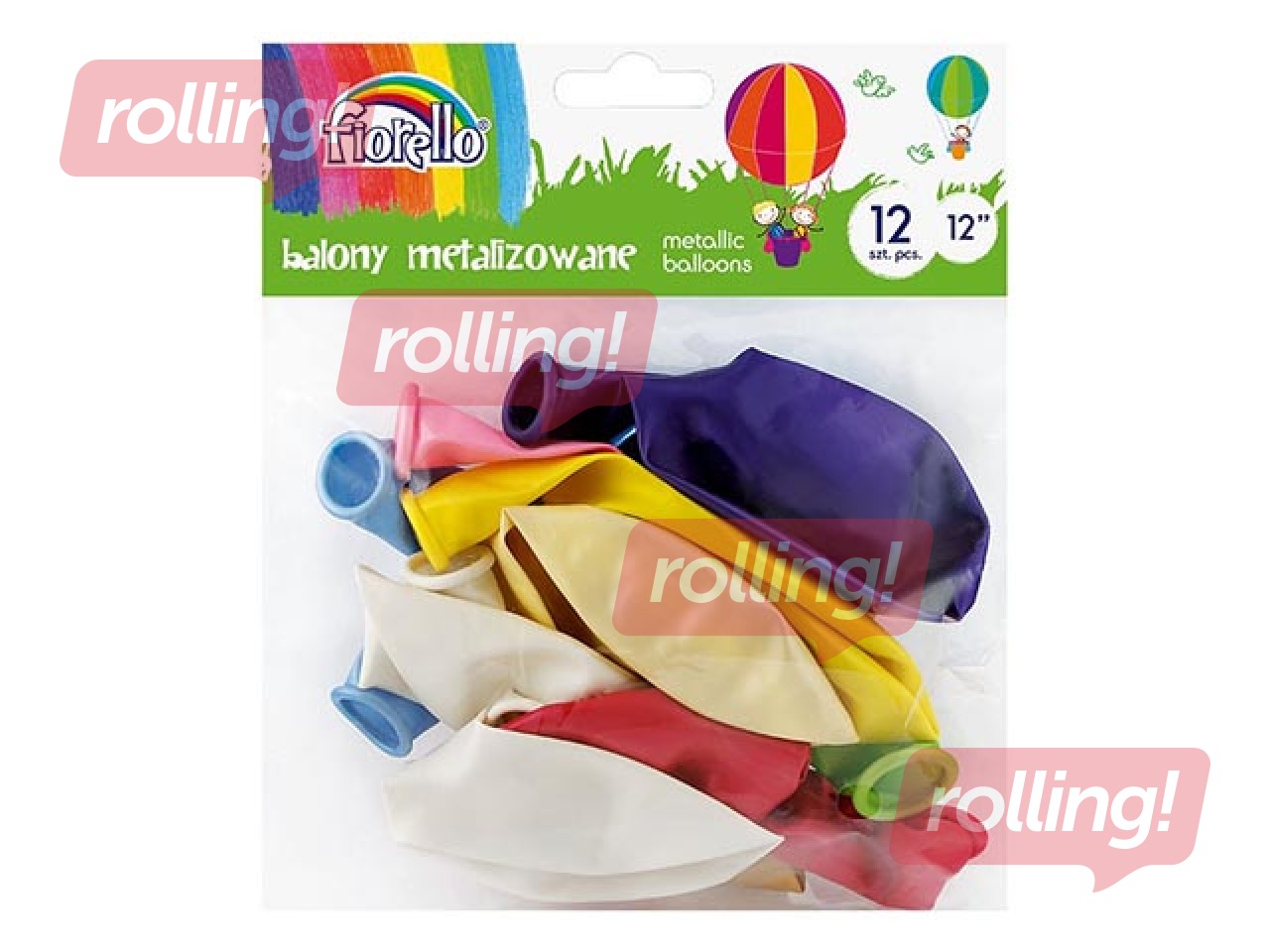 Balloons, assorted metal colours, 12 pcs.