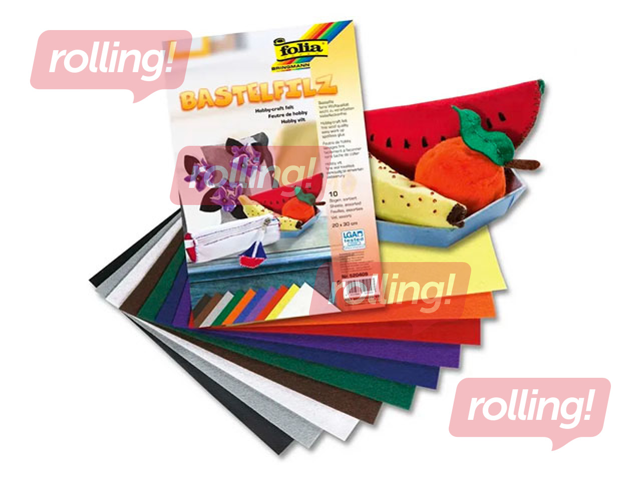 Filcs Folia, 20x30cm, 150g/m² , dažādās krāsās, 10 loksnes