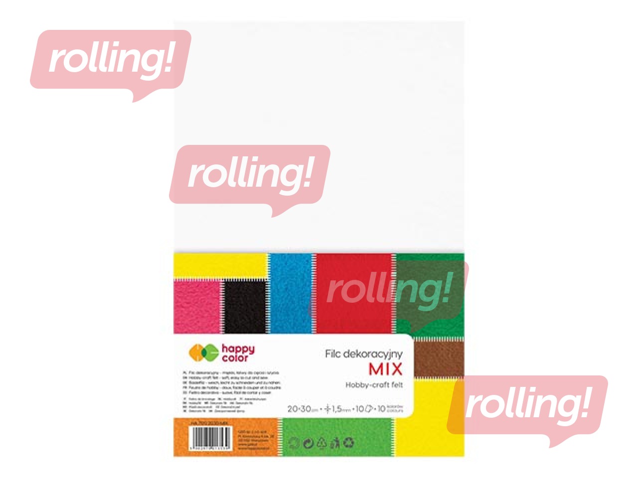 Filcs Happy Color, 20x30cm, 150g/m², dažādās krāsās, 10 loksnes