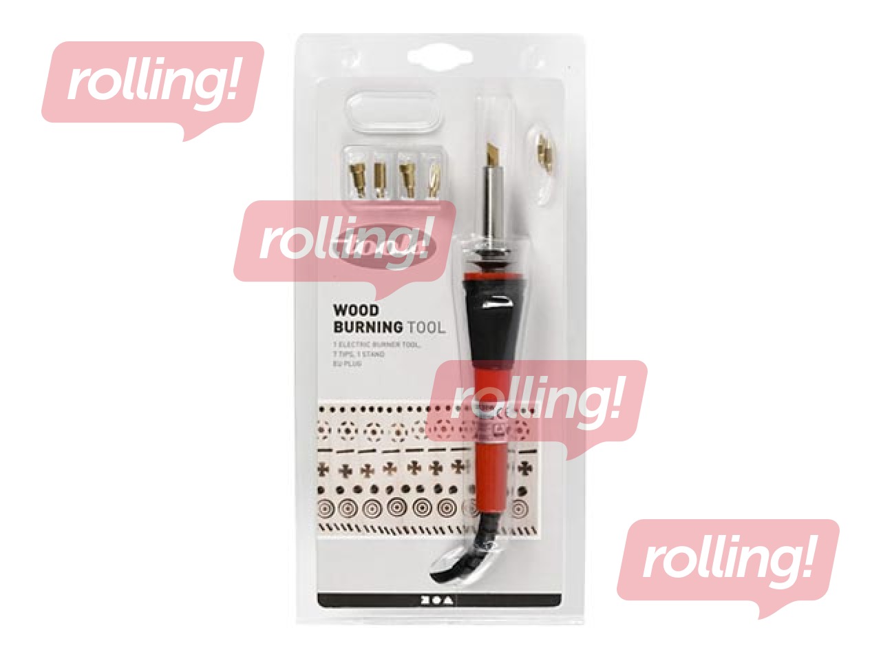 Pyrography pen, 7 burning tips