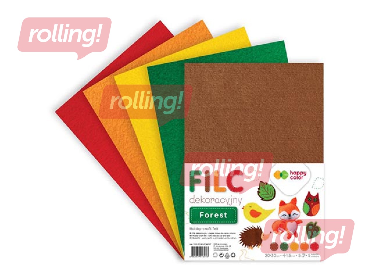 Craft felt  Happy Color 20x30cm, 150g/m², Forest, 5 sheets
