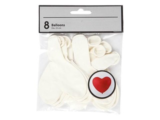 Balloons-Hearts, white, 8 pcs.
