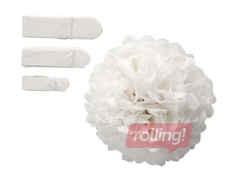 Tissue pompons, white, 3 pcs.