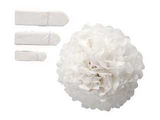 Tissue pompons, white, 3 pcs.