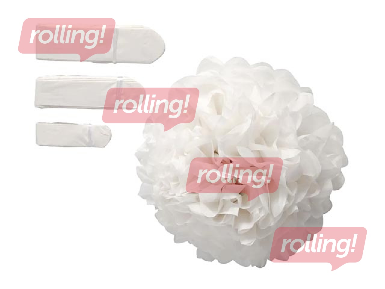 Tissue pompons, white, 3 pcs.