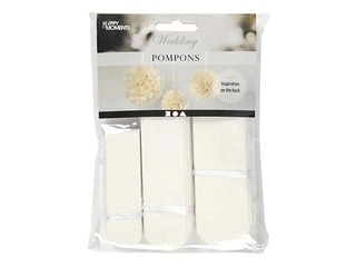 Tissue pompons, white, 3 pcs.