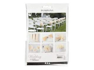 Tissue pompons, white, 3 pcs.