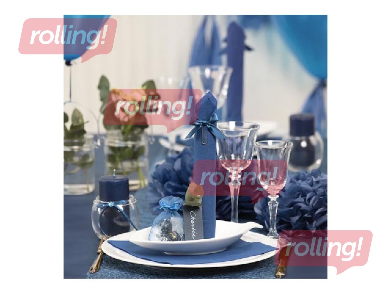 Zīdpapīra pomponi, tumši zili, 3 gab.