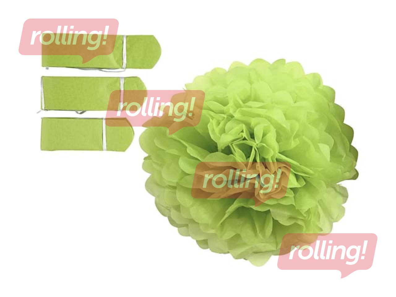 Tissue pompons, lime green, 3 pcs.
