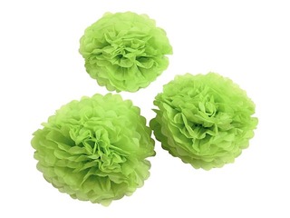 Tissue pompons, lime green, 3 pcs.
