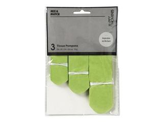 Tissue pompons, lime green, 3 pcs.