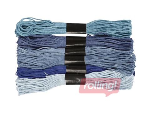 Embroidery floss, blue tones, 6 pcs.