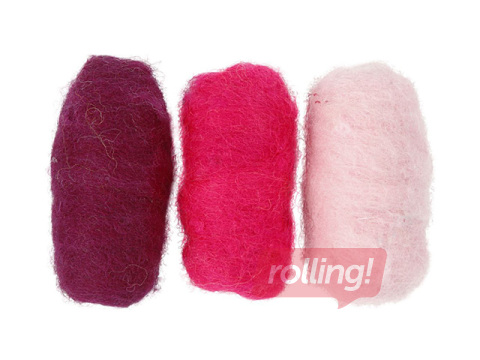 Vilna filcēšanai, rozā toņi, 3x10g