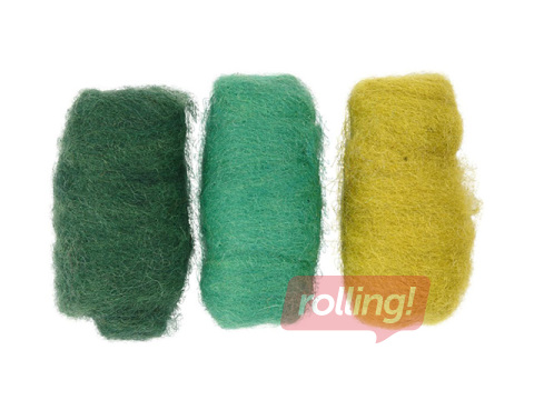 Vilna filcēšanai, zaļie toņi, 3x10g