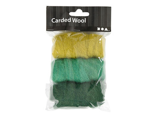 Vilna filcēšanai, zaļie toņi, 3x10g