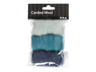 Шерсть для валяния, синие оттенки, 3x10г