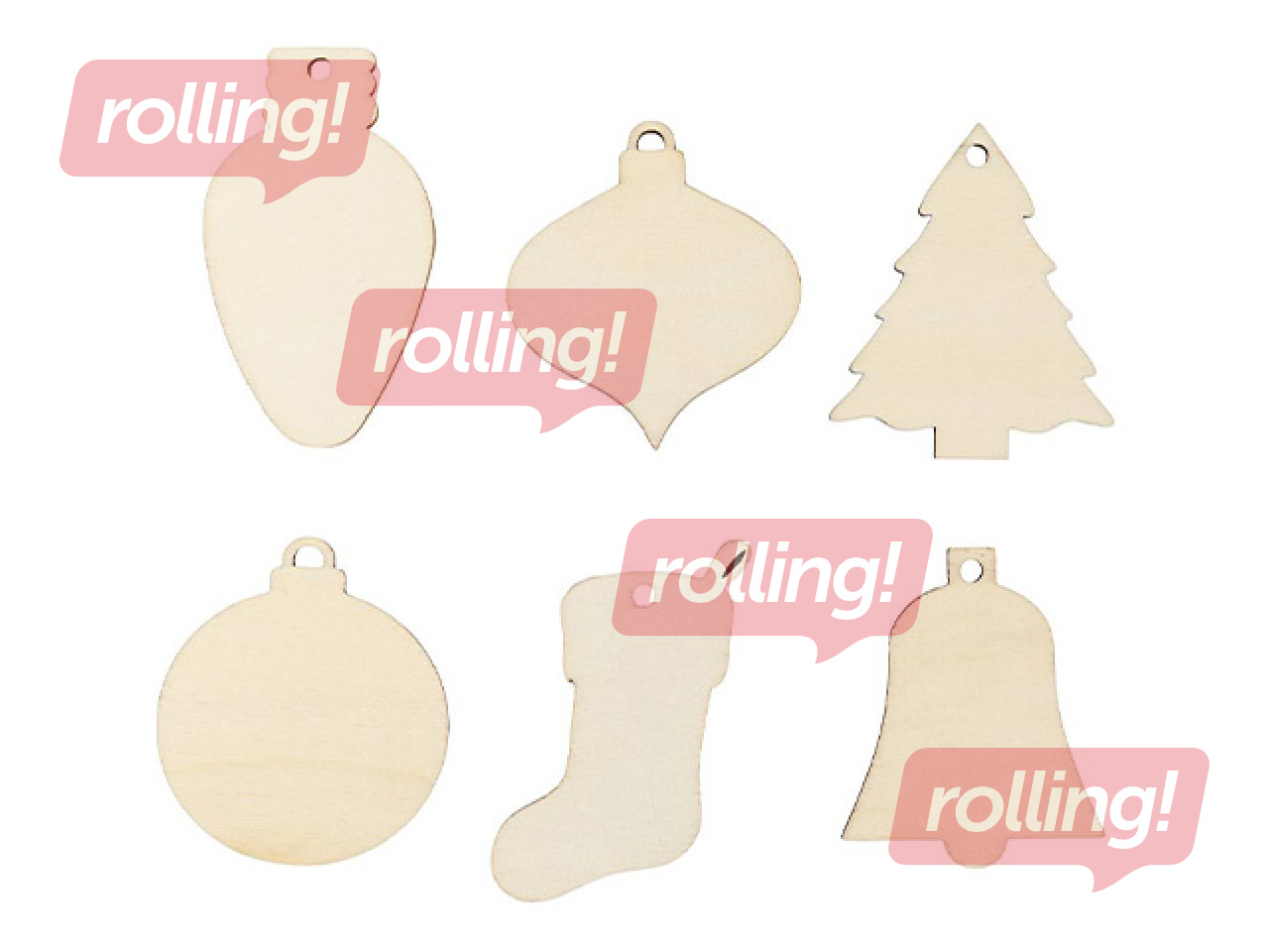 Christmas tree decorations, wooden, 90 pcs.