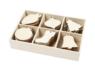 Рождественские ёлочные украшения, деревянные, 90 шт.