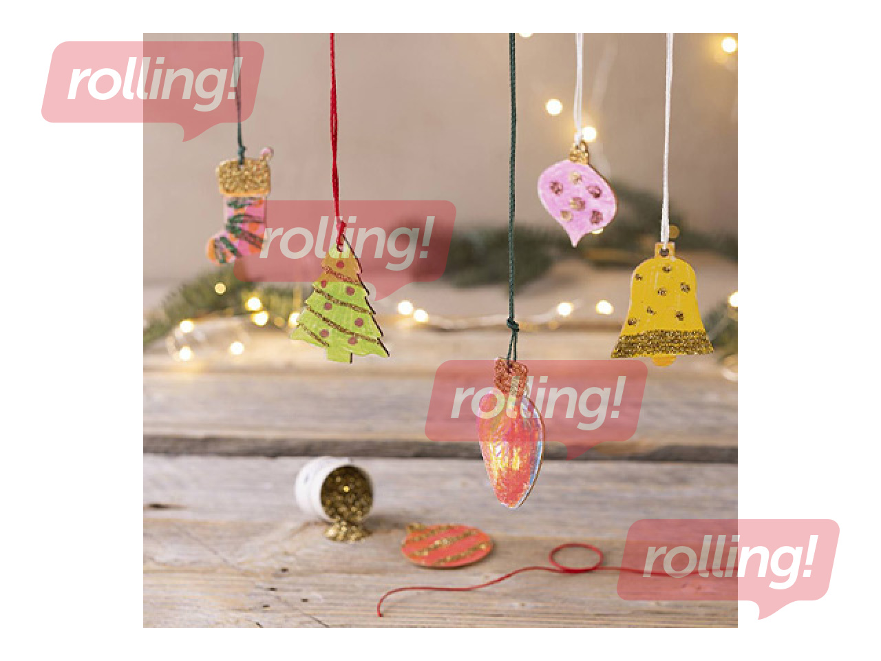 Ziemassvētku eglītes rotājumi, koka, 90 gab.