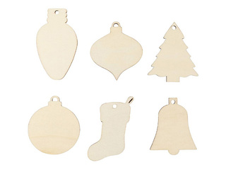 Ziemassvētku eglītes rotājumi, koka, 90 gab.