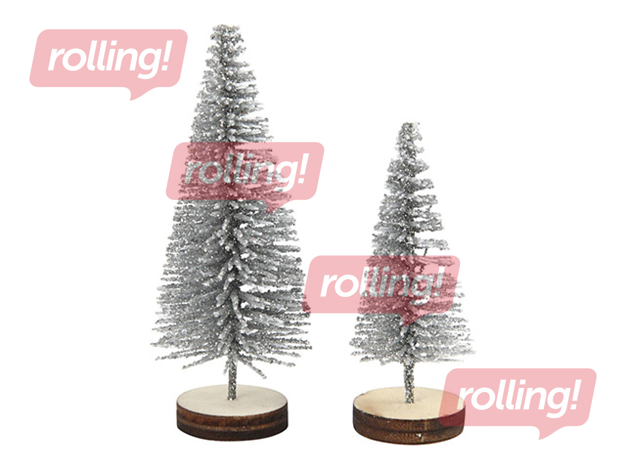 Dekors Ziemassvētku eglītes, sudraba, 5 gab.