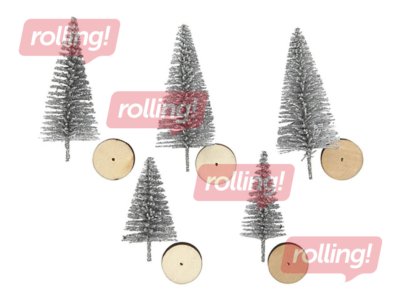 Dekors Ziemassvētku eglītes, sudraba, 5 gab.