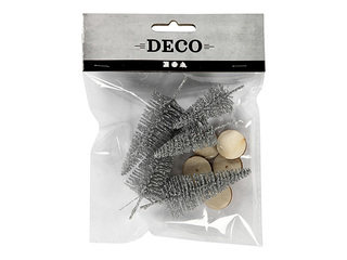 Dekors Ziemassvētku eglītes, sudraba, 5 gab.