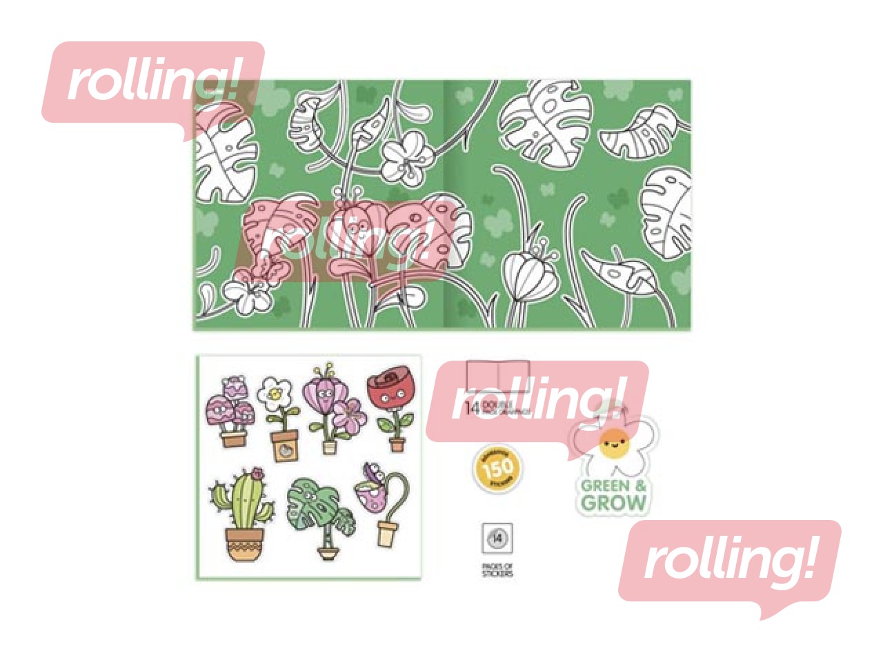 Krāsojamā grāmata ar uzlīmem Milan, Green & Grow