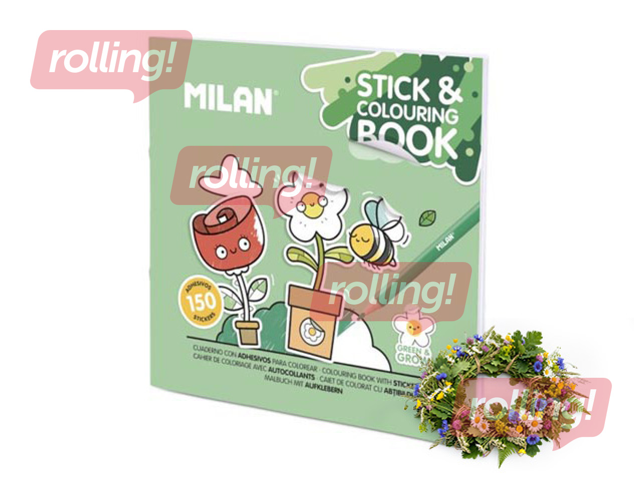 Krāsojamā grāmata ar uzlīmem Milan, Green & Grow +Līgo dāvana!