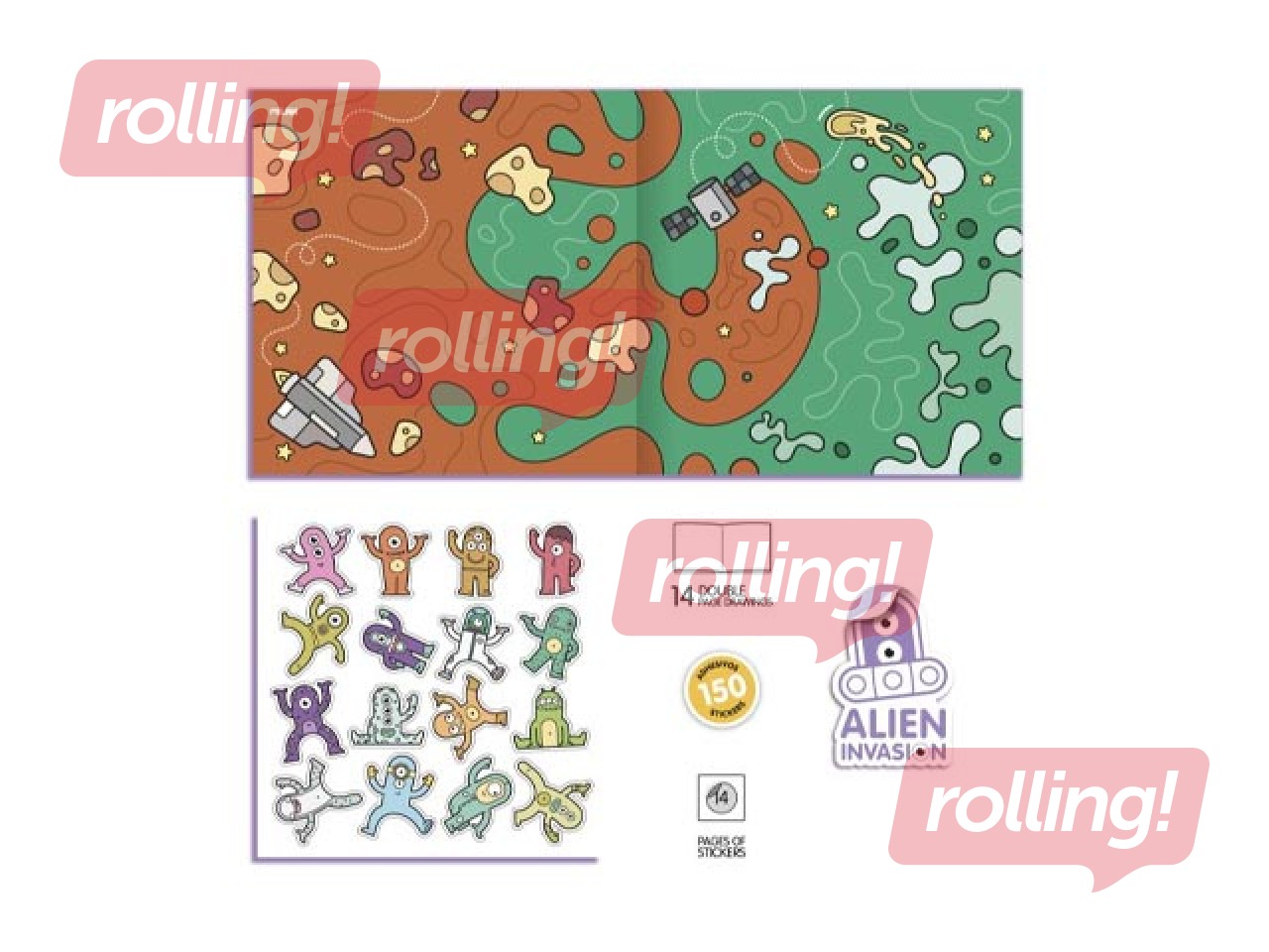 Krāsojamā grāmata ar uzlīmem Milan, Alien Invasion