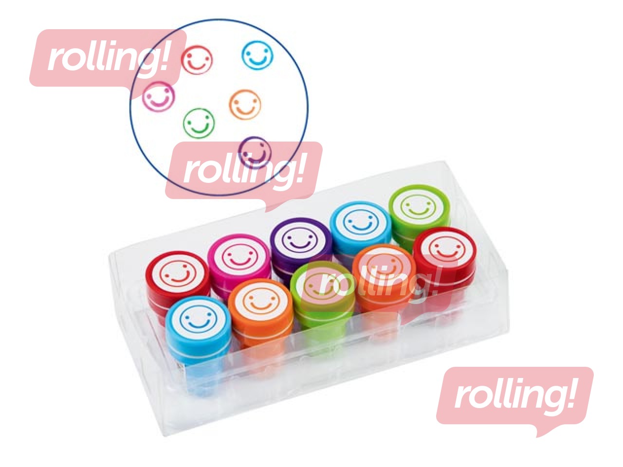 Stamps Faces Fiorello in PVC box, 10 pcs, Smile