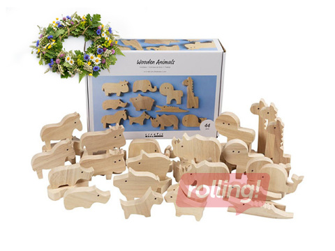 Koka figūras Wooden Animals - Farm and Safari +Līgo dāvana!